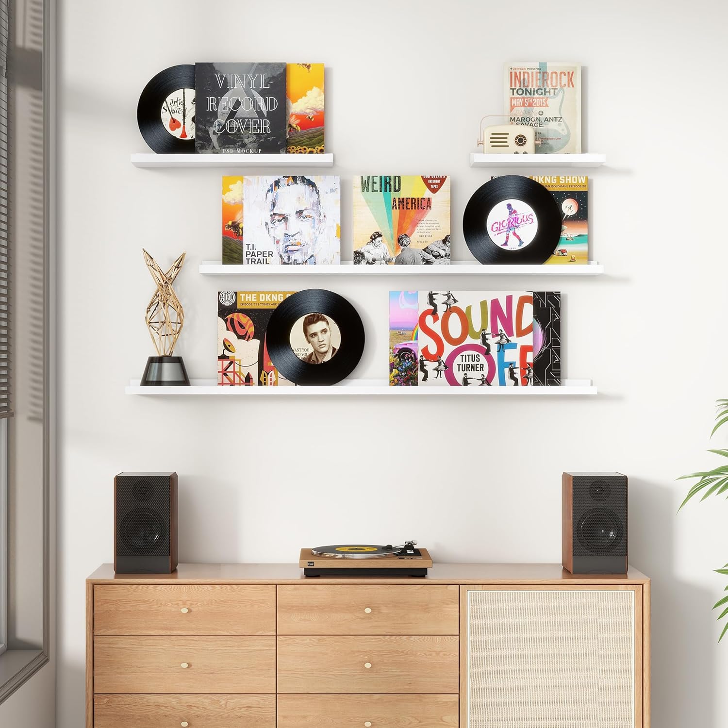 FLYJOE Picture Ledge Shelf Set of 8 Matte White