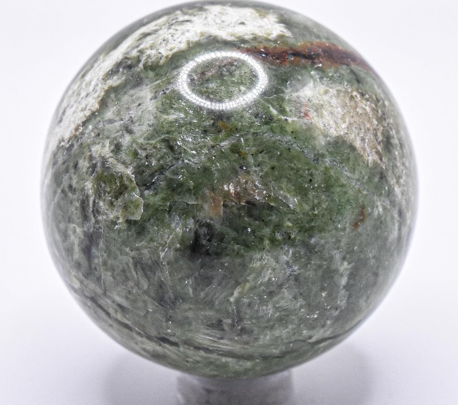 49mm Green Vesuvianite Carved Sphere with Stand from India