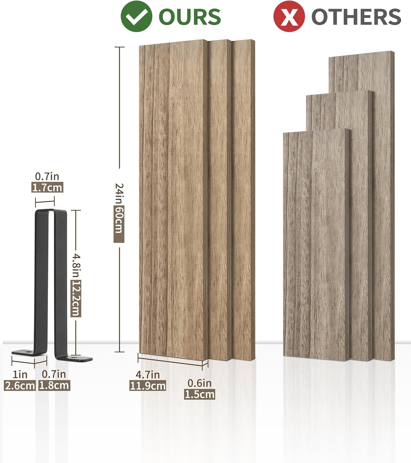 Sapowerntus 24 Inch Wood Floating Shelves Set of 3