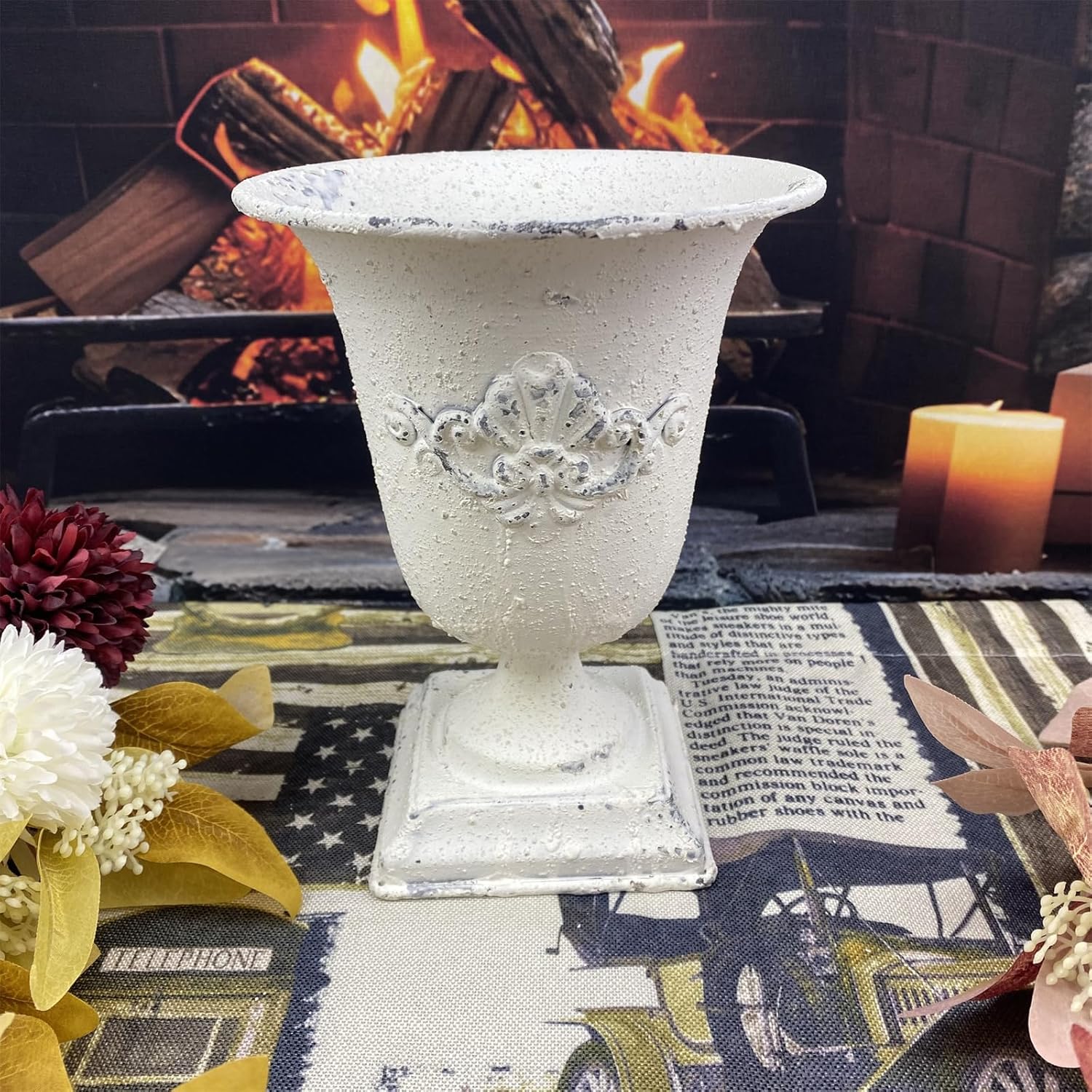 Cayker Chippy Urn Metal French Country Decor