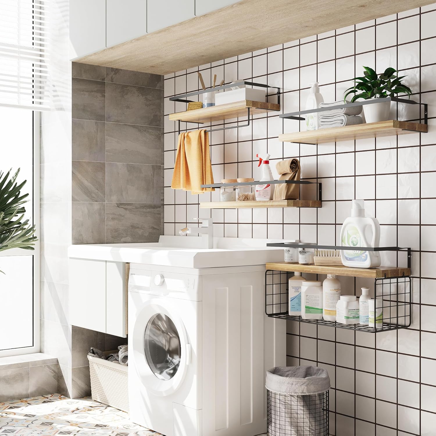 LUDORU Floating Shelves Wall Mounted Set of 4