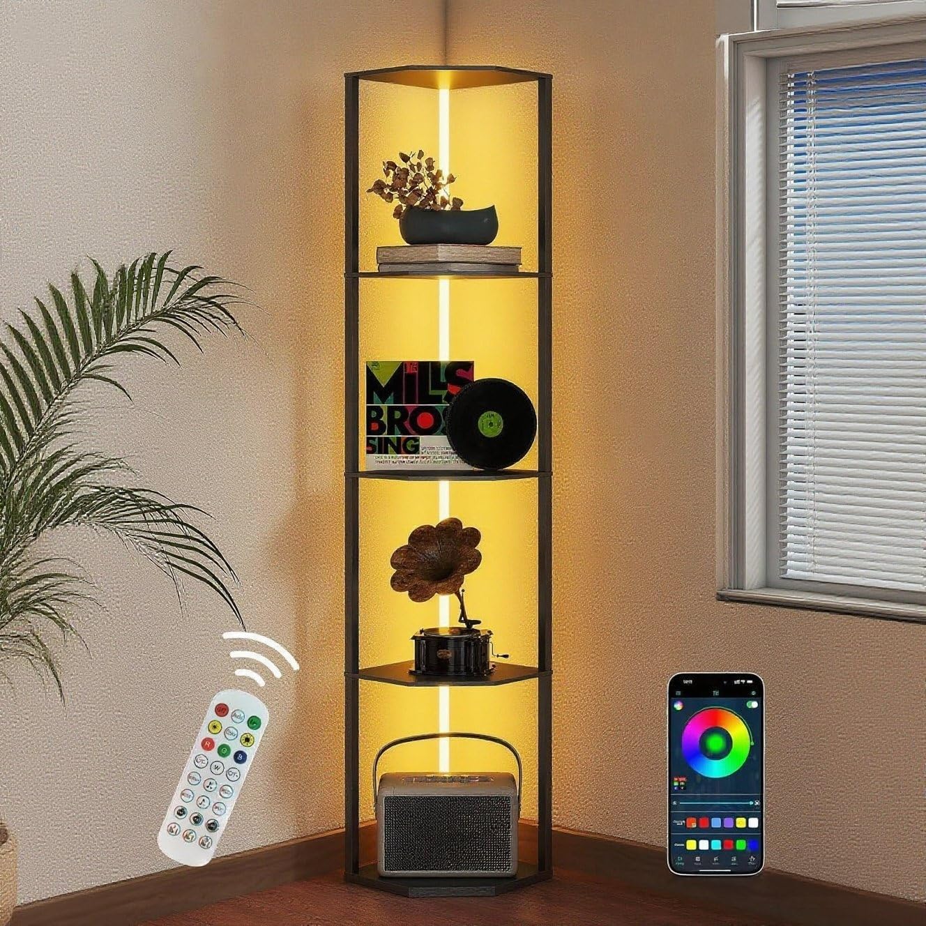 Smart Corner Shelf with RGB Light and App Control
