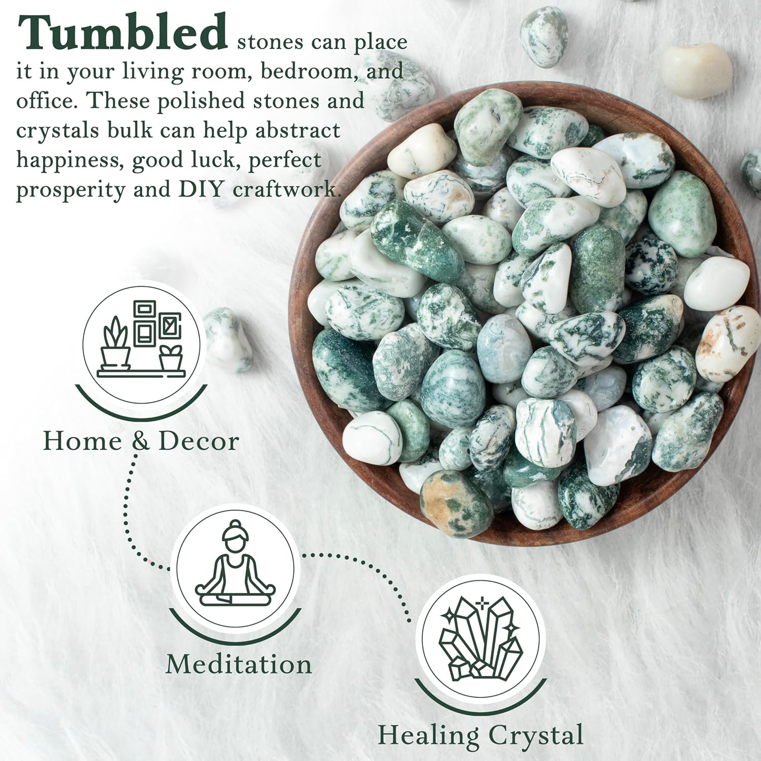 Crocon 1lb Tree Agate Tumble Stones Set