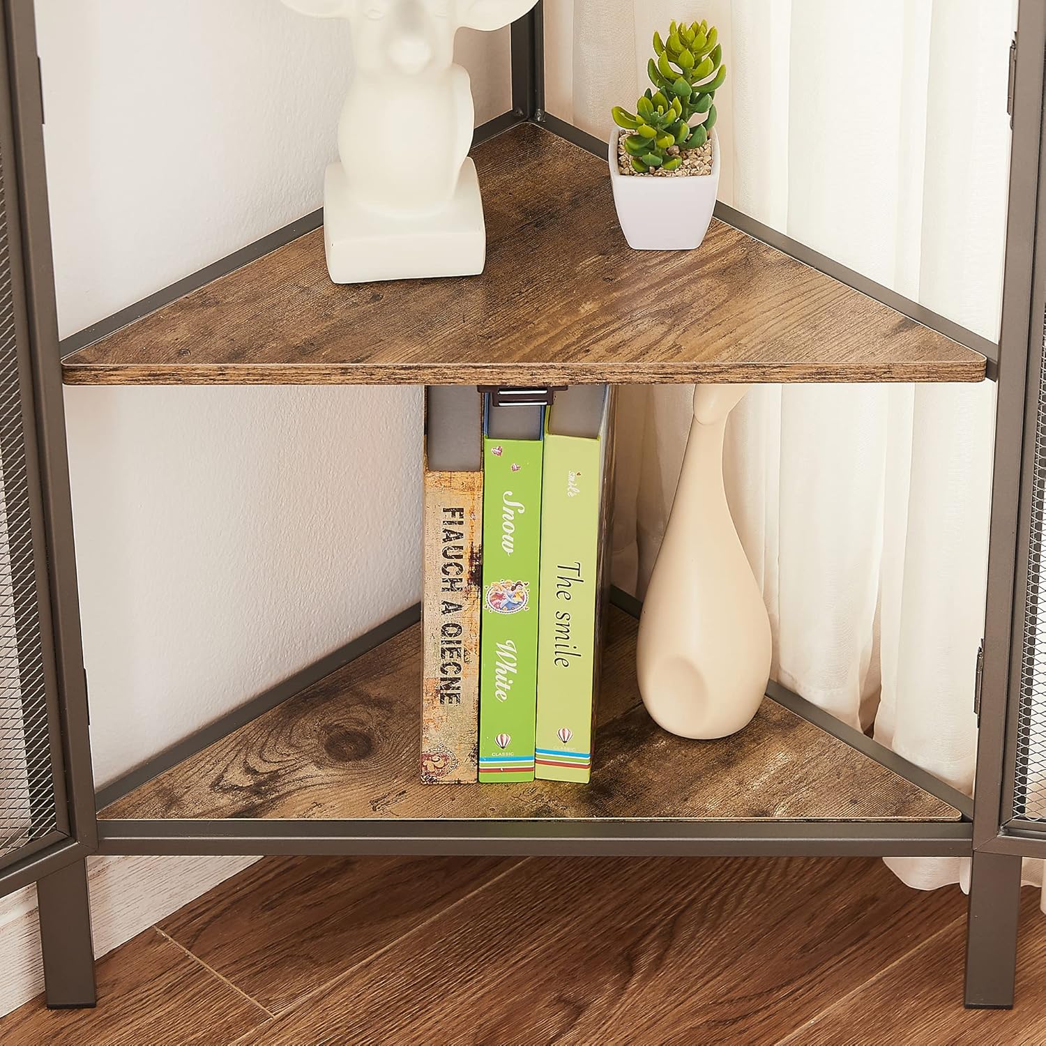 VECELO 3 Tier Corner Cabinet Shelf Grey