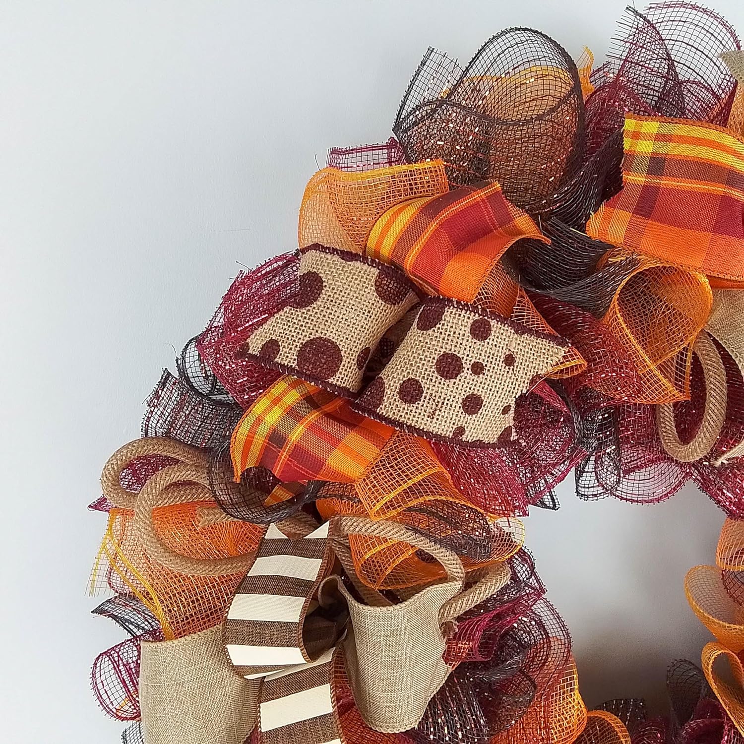 Burgundy Fall Wreath with Maroon and Orange Accents