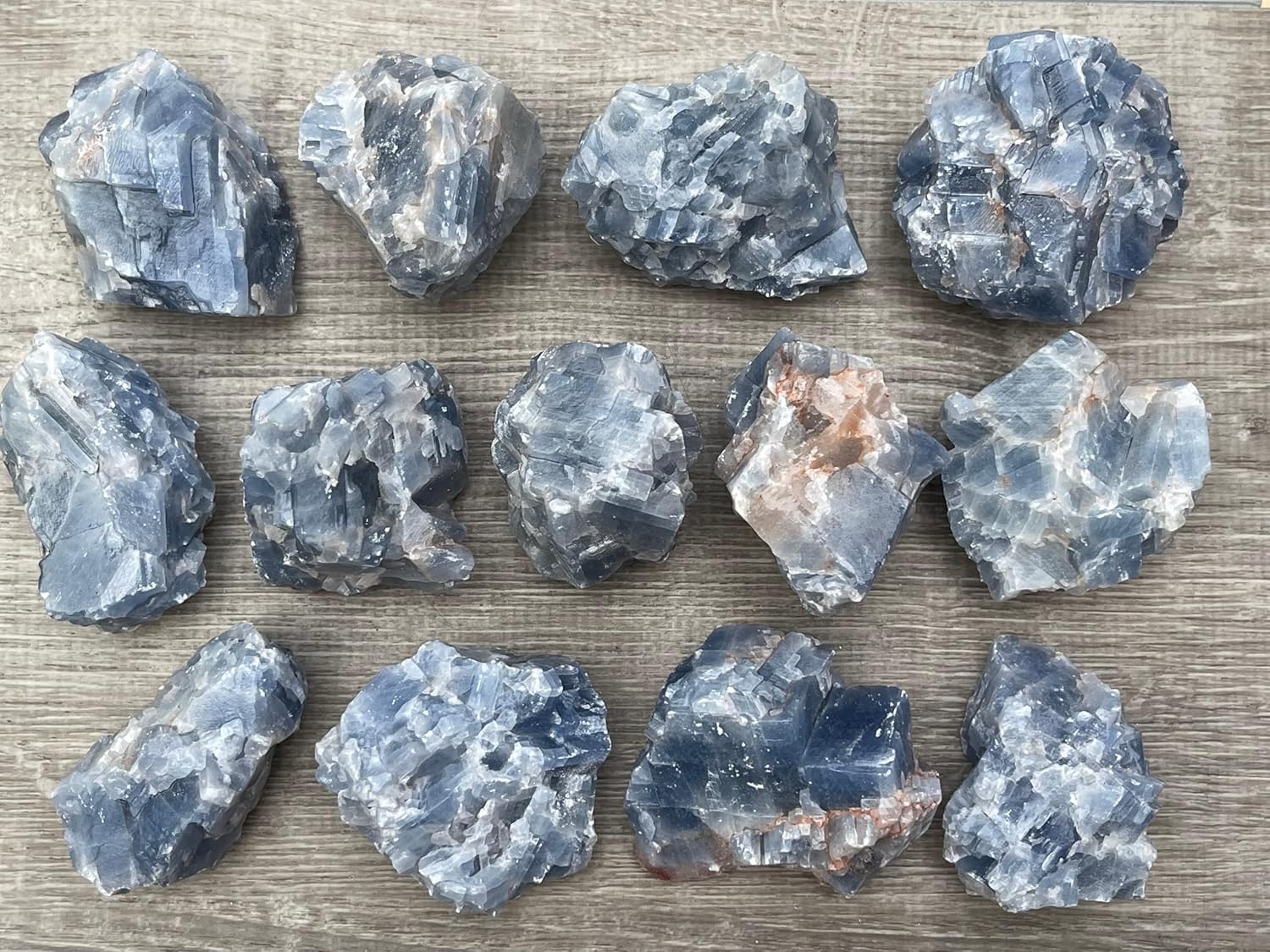 GAF TREASURES 1 Pound Blue Calcite Rough Stones
