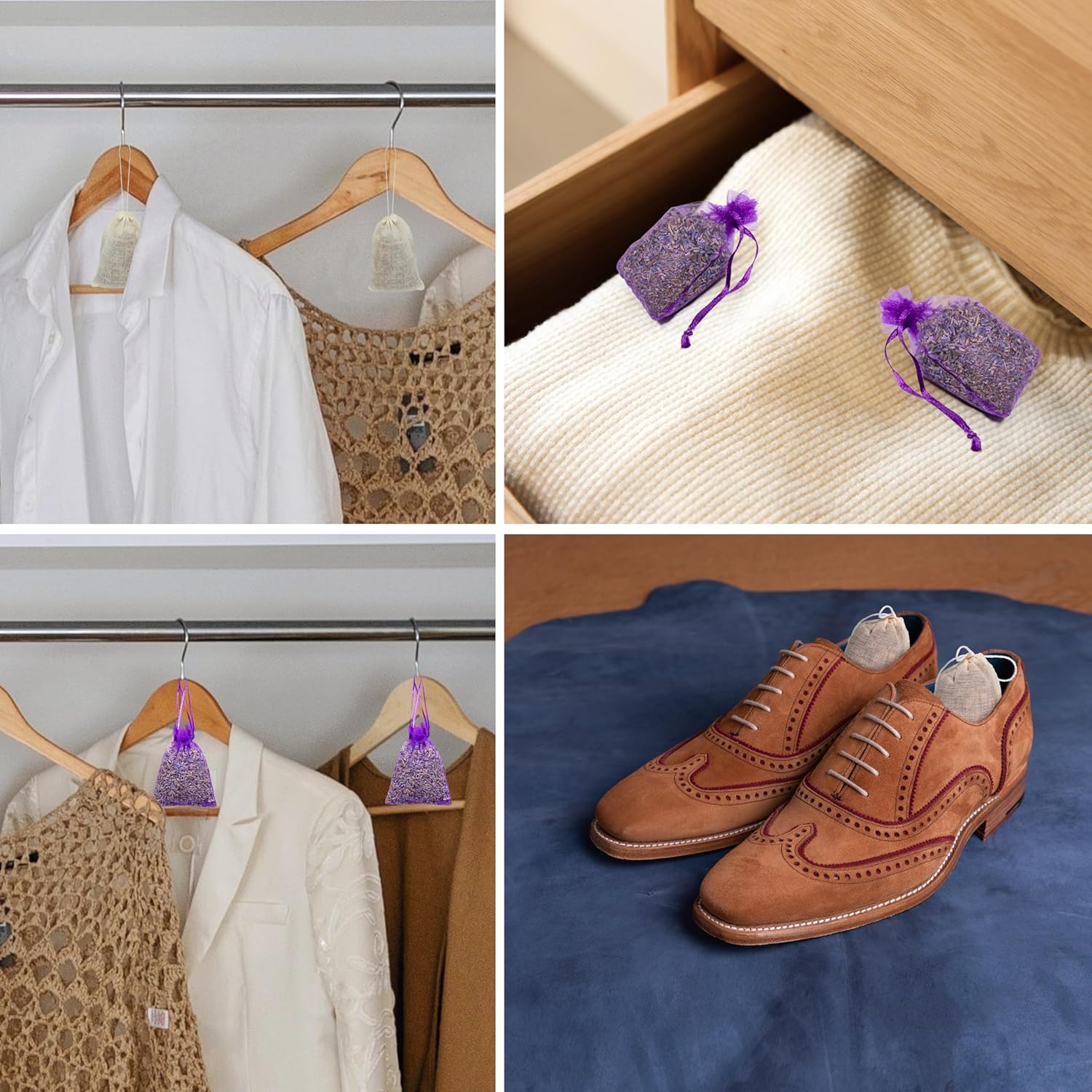 Pack of 36 Cedar Chips and Lavender Sachets for Home Fragrance