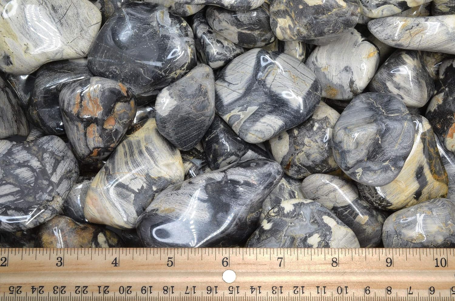 Fantasia 1 lb Tumbled Silver Leaf Jasper Stones for Indoor Fountains