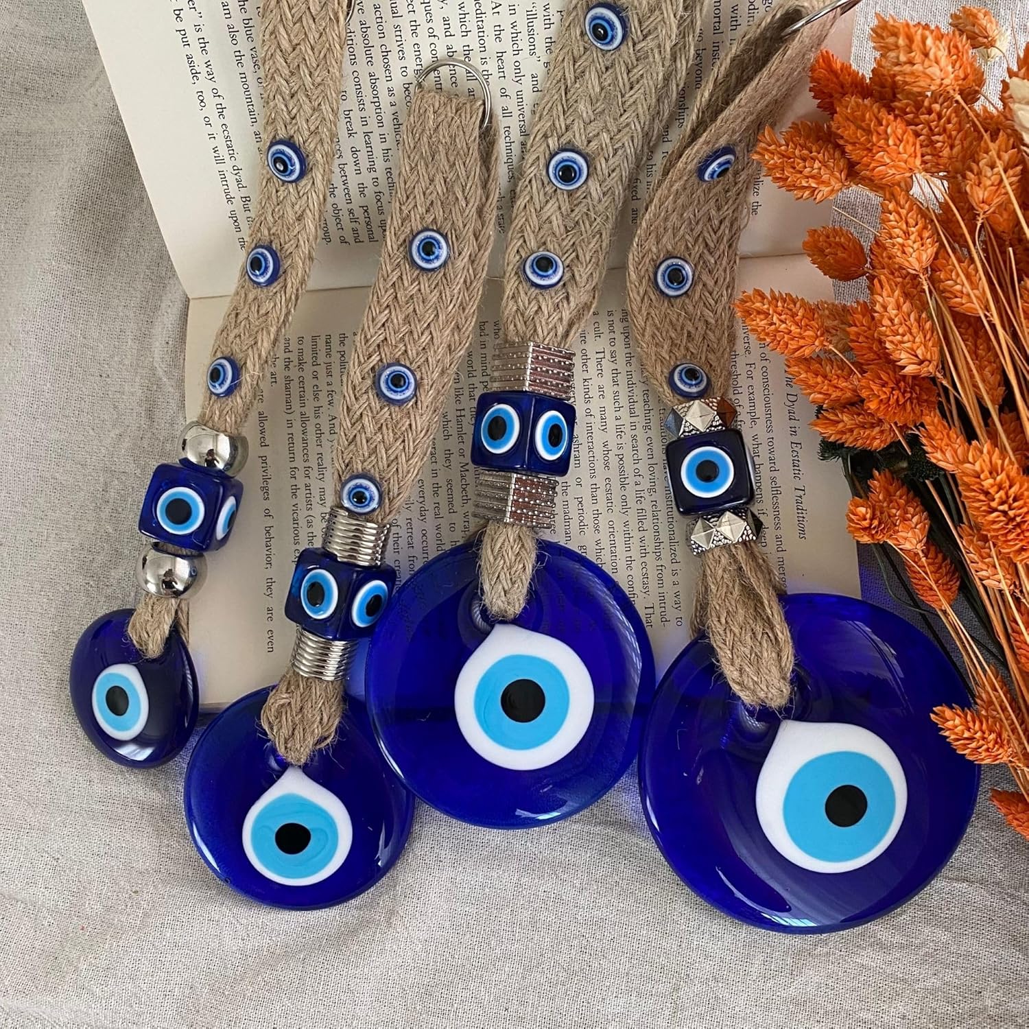 Turkish Evil Eye Wall Hanging Gold 35 Inch Decor