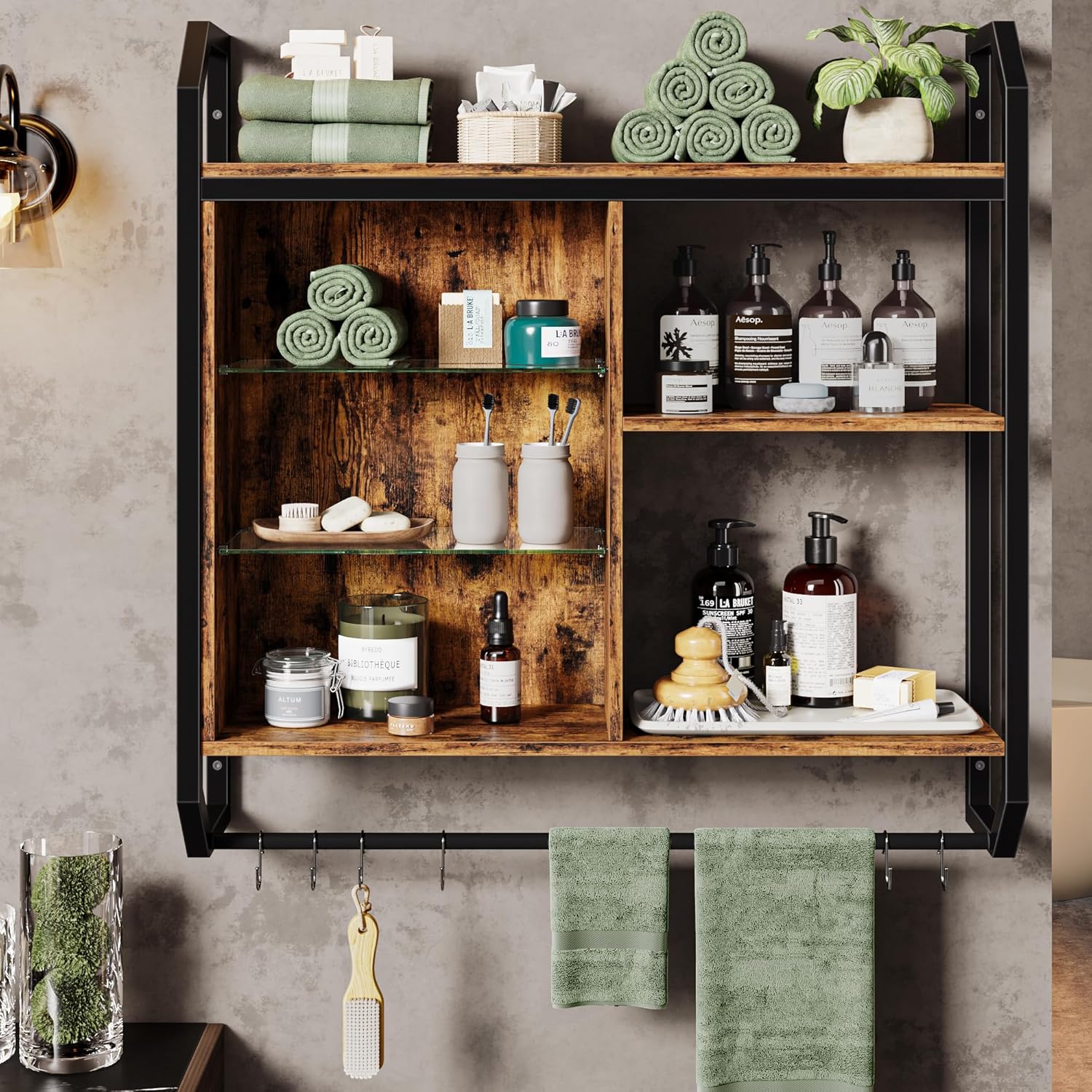 Bestier LED Floating Shelves 34 Inch Industrial Style