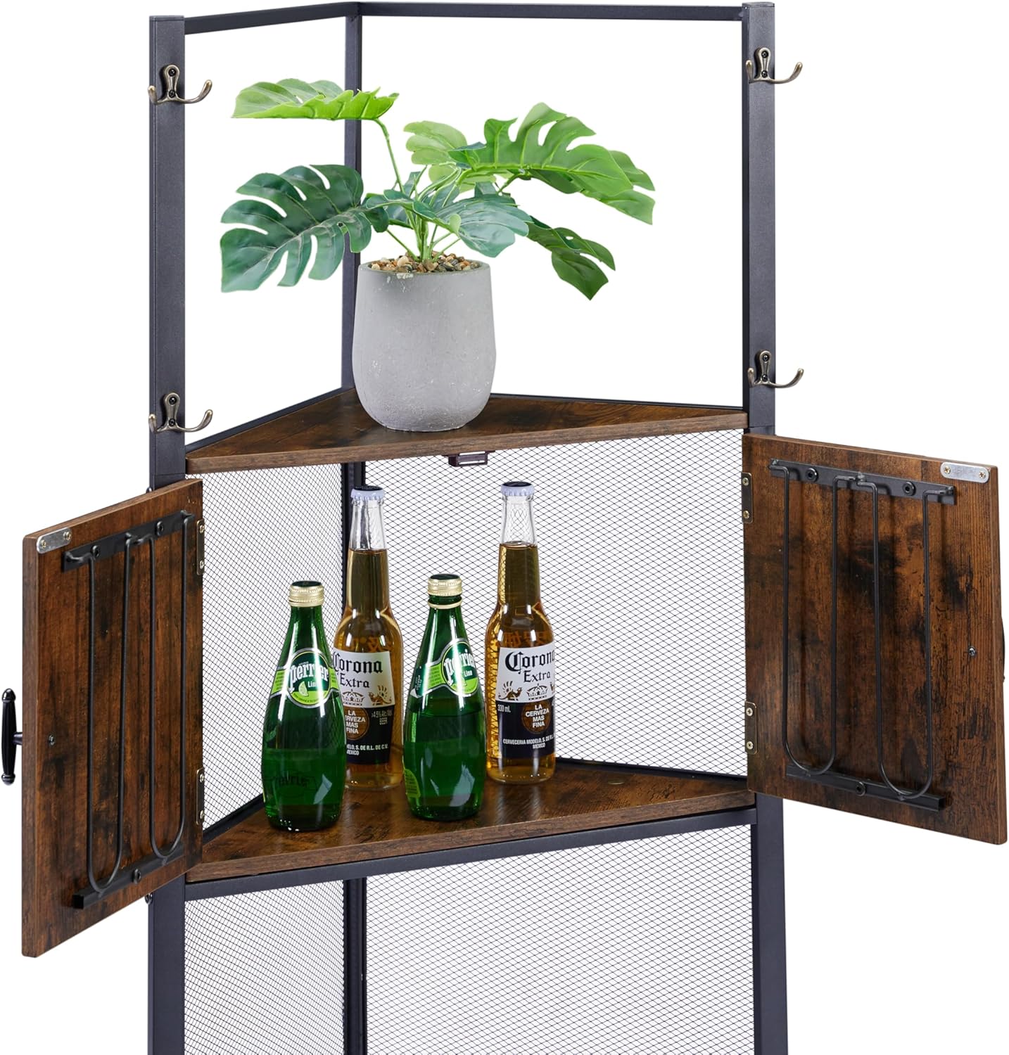 VECELO Corner Cabinet Tall Storage Bookshelf