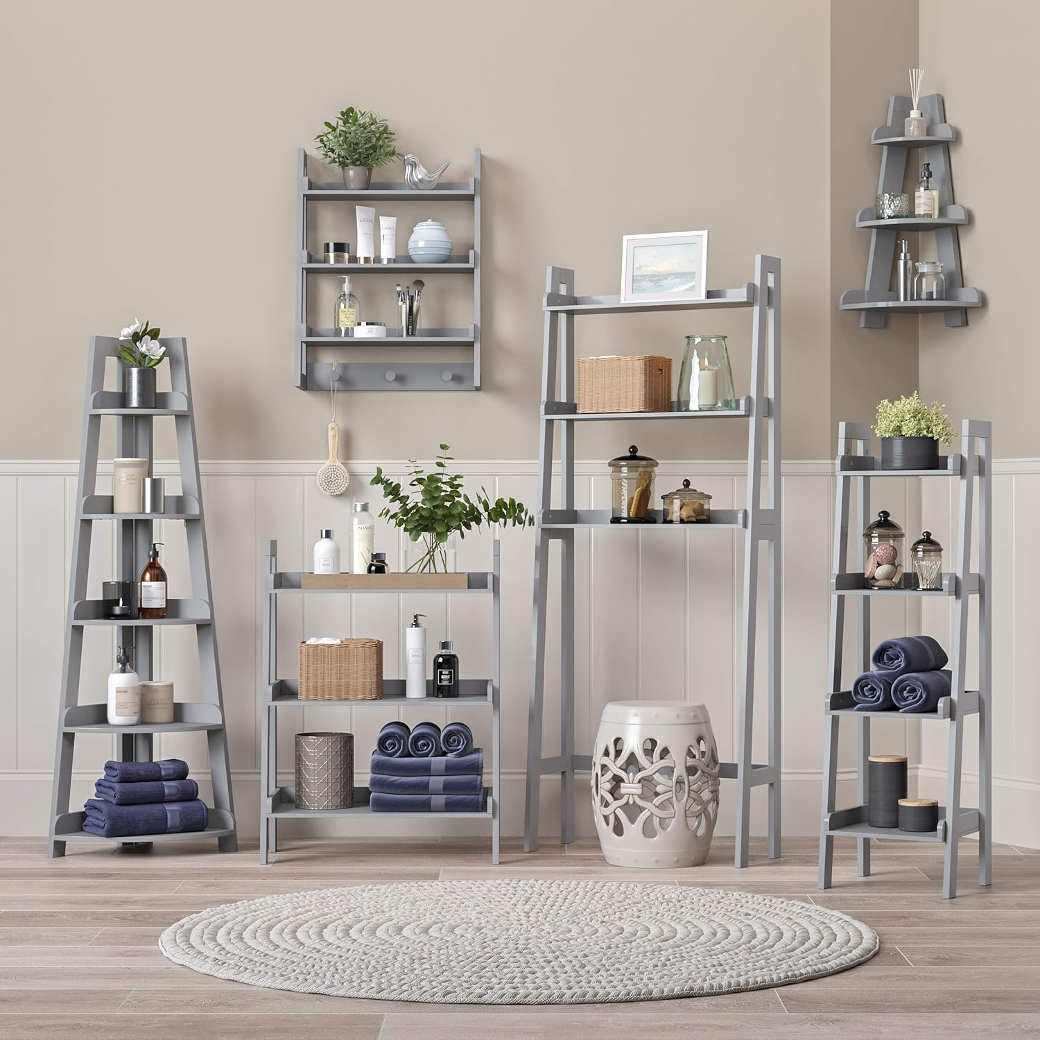 RiverRidge Amery 5-Tier Corner Ladder Shelf - Gray