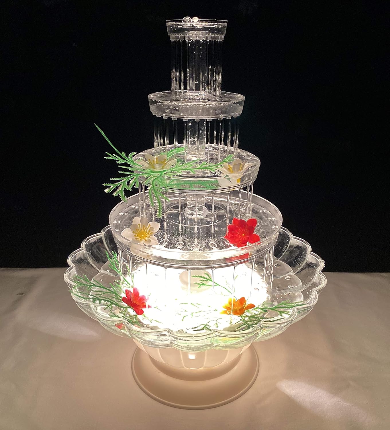 18 Inch Lighted Plastic Water Fountain for Wedding or Cake Centerpiece