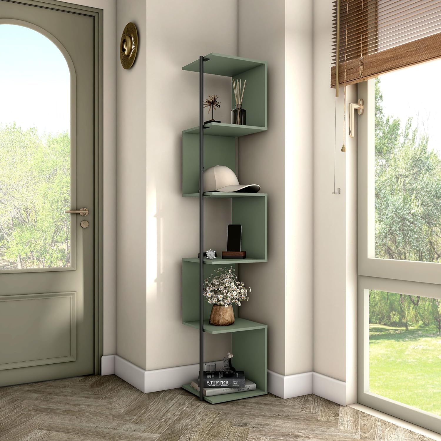 HOMES Inside Out Svenja 60 in Tall Corner Bookshelf