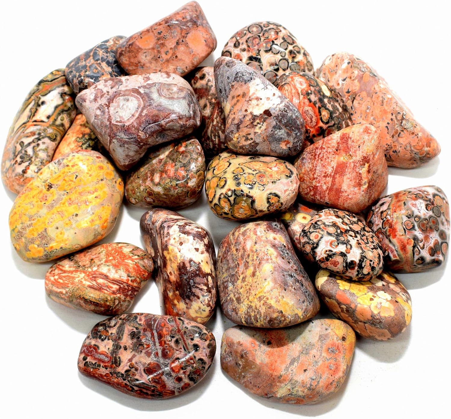 30PCS Leopardite Jasper Stones Natural Polished Indoor Fountain Decor