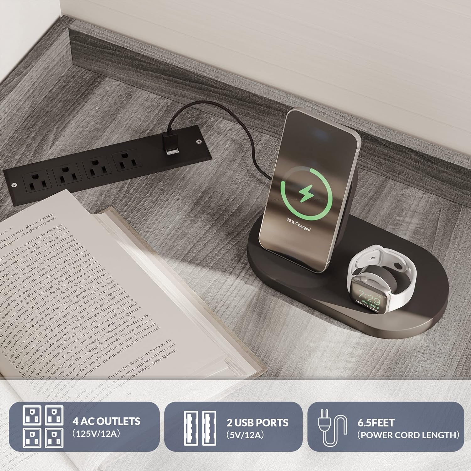 BELLEZE Set of 2 Corner Cabinets with USB Chargers