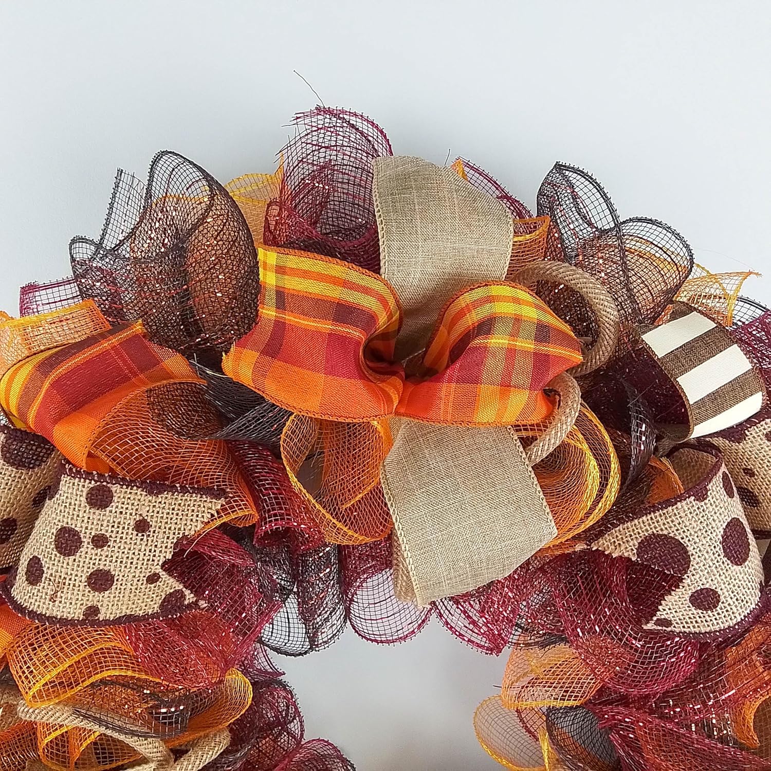 Burgundy Fall Wreath with Maroon and Orange Accents