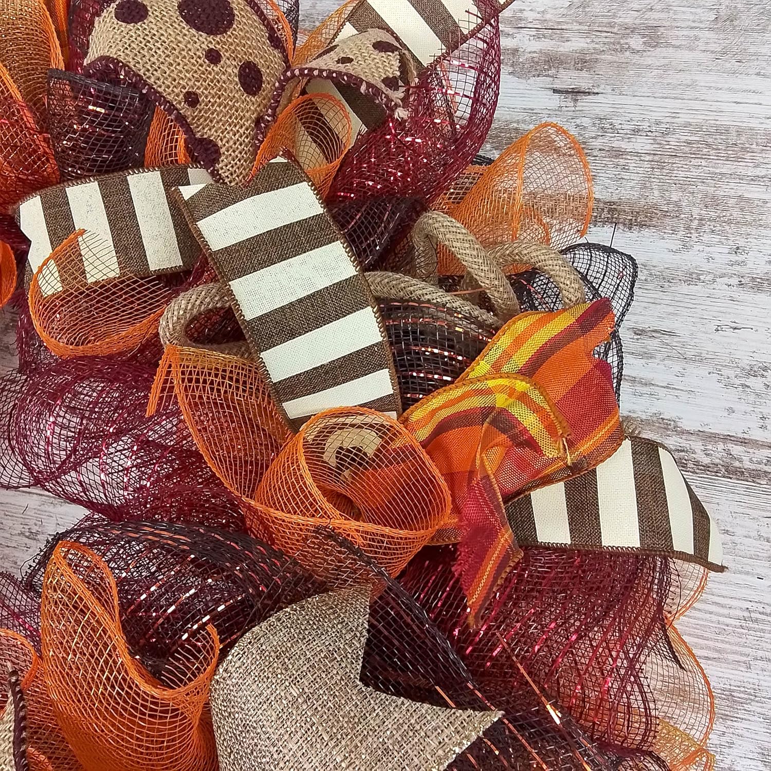 Burgundy Fall Wreath with Maroon and Orange Accents