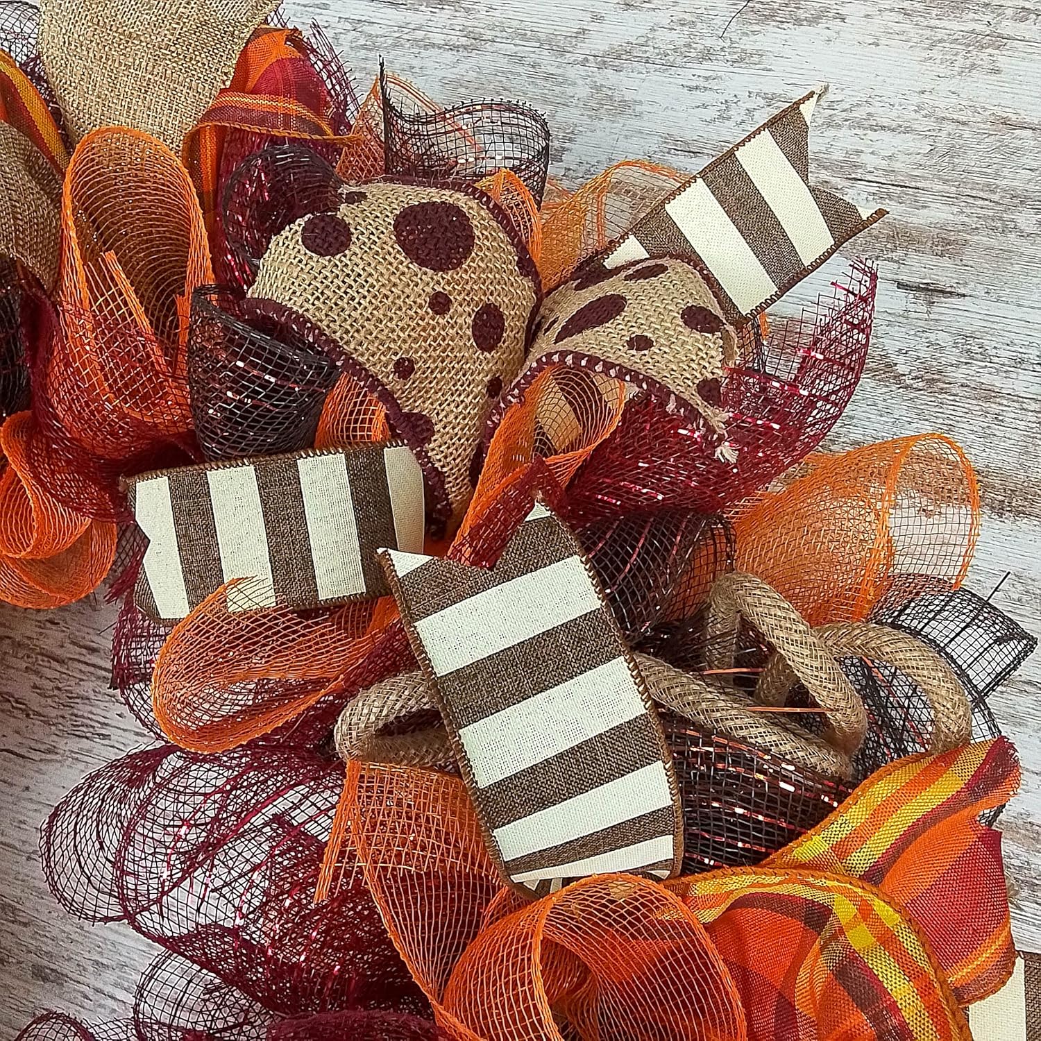 Burgundy Fall Wreath with Maroon and Orange Accents