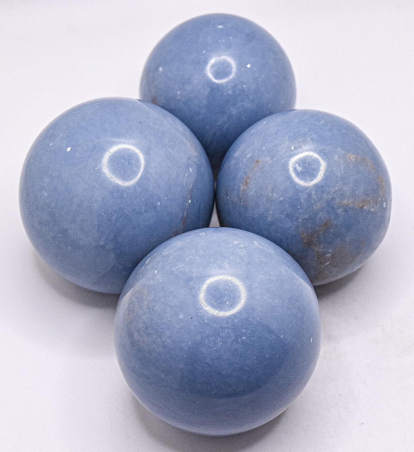 Blue Angelite Sphere Natural Crystal Decor Stone Ball with Stand