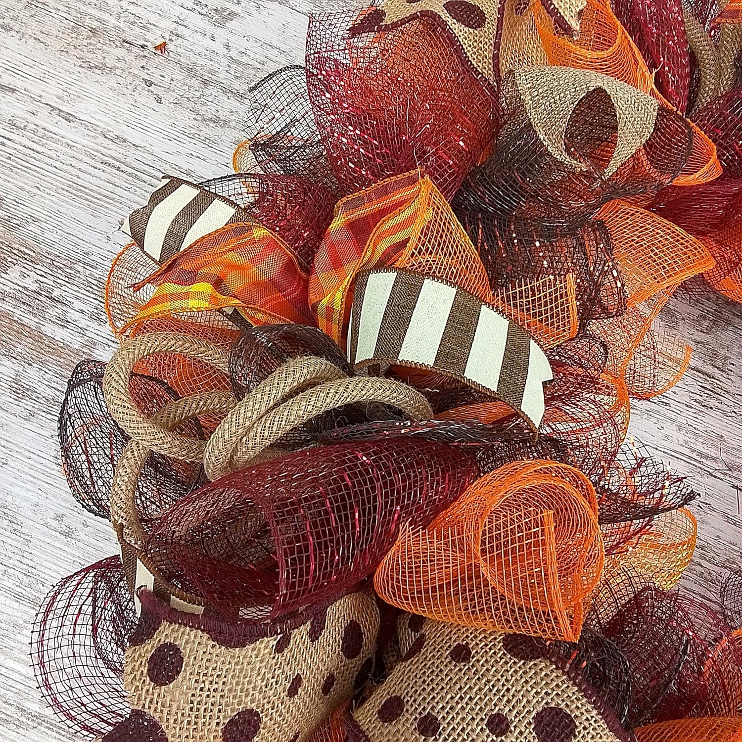 Burgundy Fall Wreath with Maroon and Orange Accents